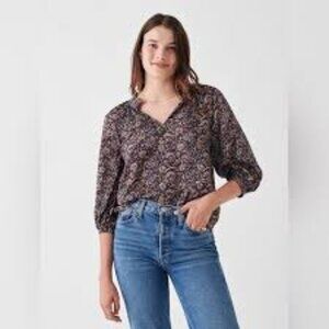 Faherty Women’s Portia Blouse in Artisan Block Print Size S